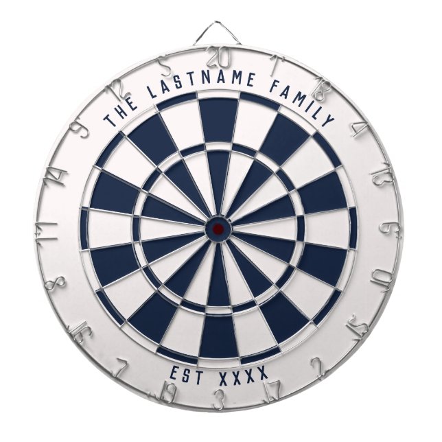 Personalisiertes Nautik-Blau und Weiß Dartscheibe (vorne)