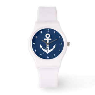 Personalisiertes nautisches Ankermonogramm Siliziu Armbanduhr