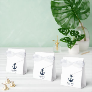 Personalisiertes nautisches Schiff Navy & Weiß Geschenkschachtel