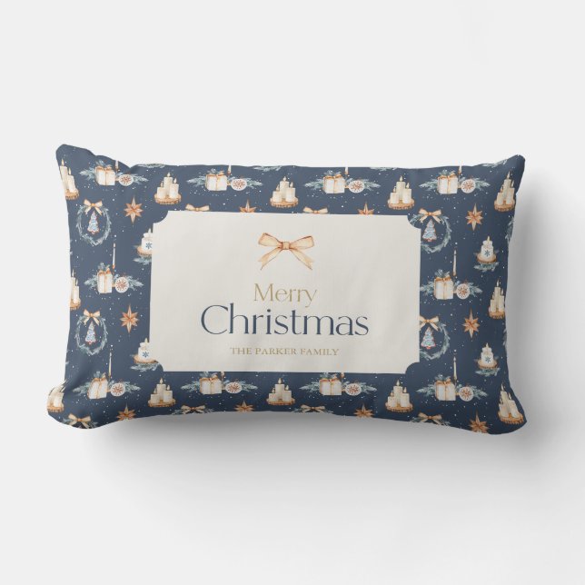 Personalisiertes Navy Blue Christmas Throw Kissen (Vorderseite)