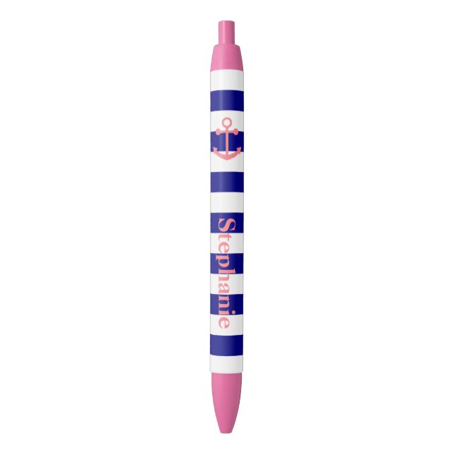 Personalisiertes Navy Blue und Blush Pink Kugelschreiber (Vorderseite Vertikal)