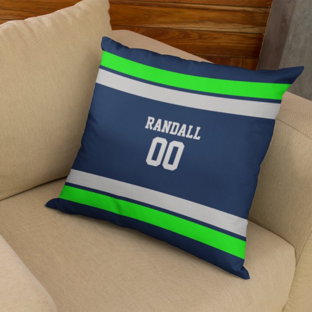 Personalisiertes Navy-, Green & Grey Football Team Kissen (Von Creator hochgeladen)