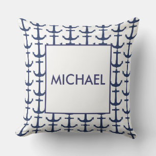 Personalisiertes Navy-Nautical-Anchor-Kissen Kissen