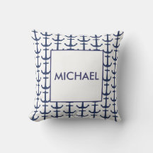 Personalisiertes Navy-Nautical-Anchor-Kissen