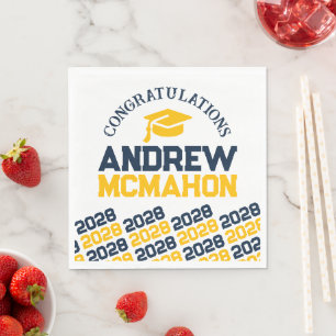 Personalisiertes Navy- und Gold-Abschlussfeier-Pap Serviette