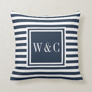 Personalisiertes Navy- und Weiß-Monogramm Kissen