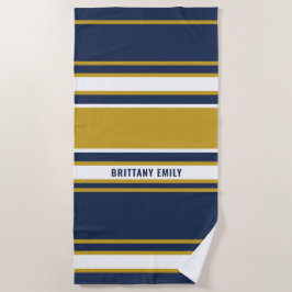 Personalisiertes Navy White Stripes Muster Strandtuch