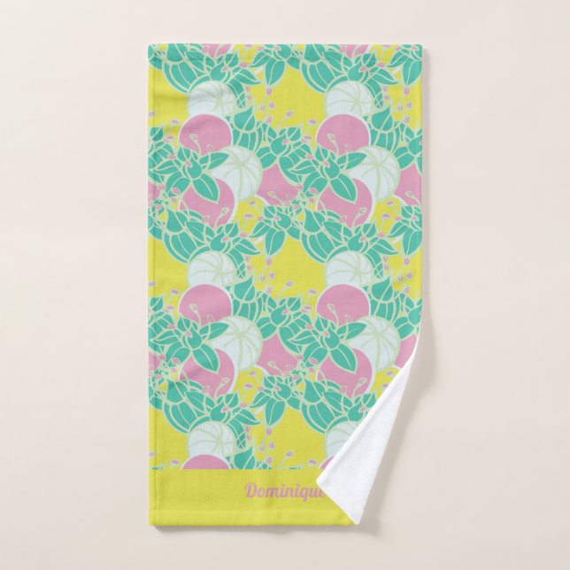 Personalisiertes Neon Modern Bud & Blume Muster Handtuch (Handtuch)