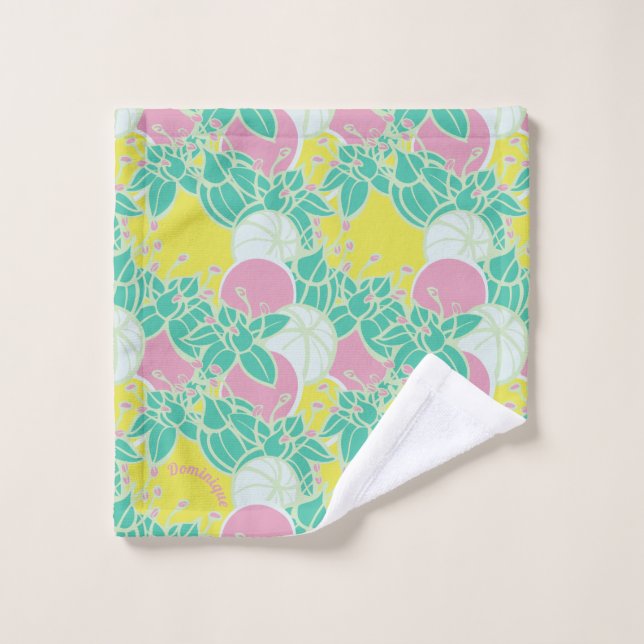 Personalisiertes Neon Modern Bud & Blume Muster Waschlappen (Waschlappen)