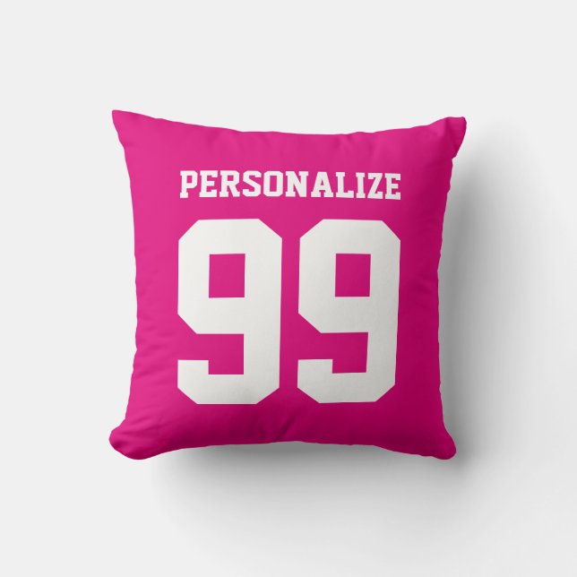 Personalisiertes Neon-Pink-Sportpilz Kissen (Vorderseite)