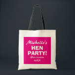 Personalisiertes Neon Rosa beim Party Nachttaschen Tragetasche<br><div class="desc">Personalisiertes Neon pink beim Party Nachttaschen für Mädchen übernachten. Fun Accessoires für Bachelorette,  Damennacht,  Brautparty,  Hochzeitsfeier etc. Machen Sie einen für Braut zu sein und die Crew der Braut,  Brautjungfrau,  Trauzeugin,  Ehrenmatron etc.</div>