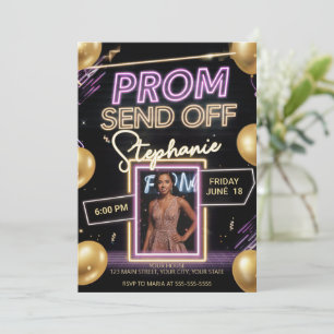 Personalisiertes Neon Vibraning Prom Absenden des Einladung