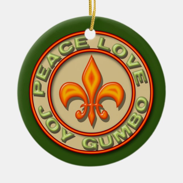 Personalisiertes NeonLilien-FriedensLiebe-Gumbo Keramikornament (Vorne)