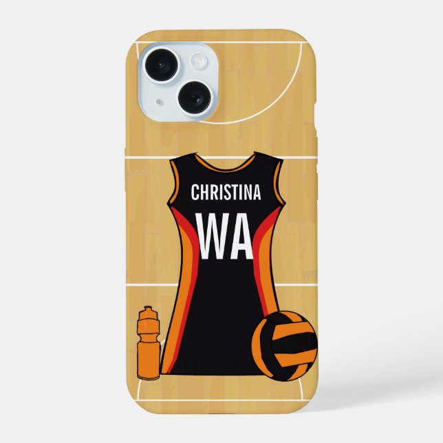 Personalisiertes Netball-Smartphone iPhone 15 Hülle (Rückseite)