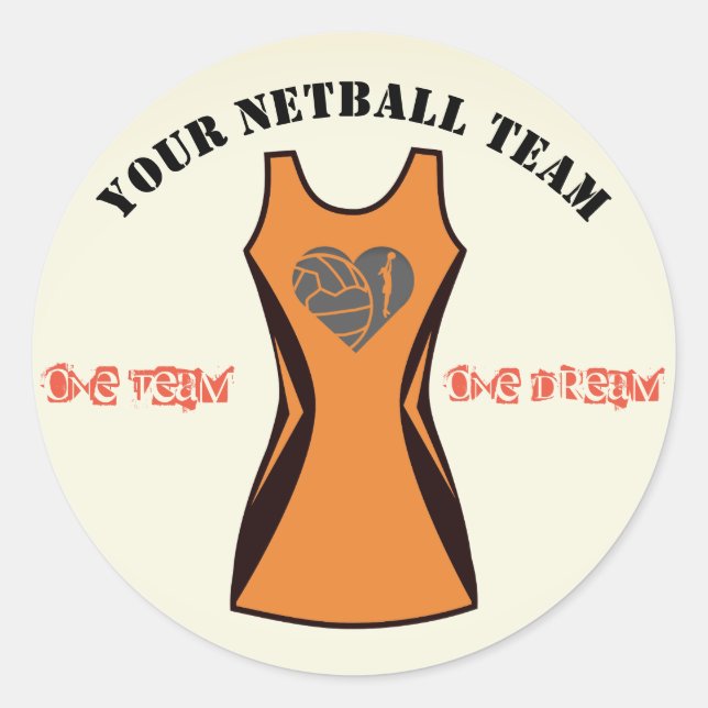 Personalisiertes Netball-Team mit benutzerdefinier Runder Aufkleber (Vorderseite)