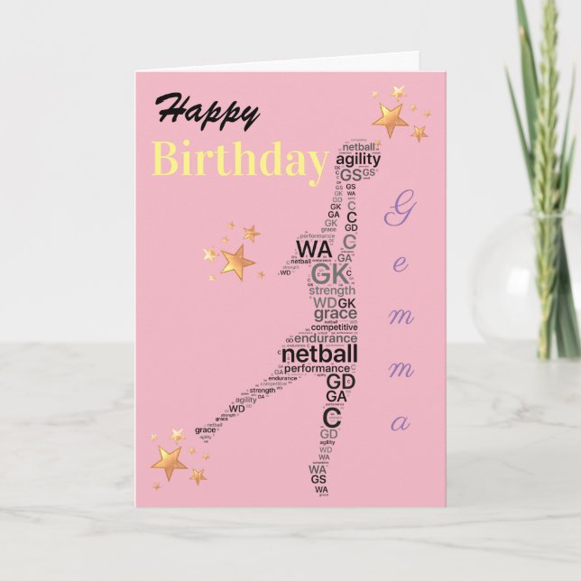 Personalisiertes Netball-Thema Geburtstagskarte Karte (Vorderseite)
