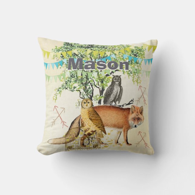 Personalisiertes neues Baby Boy's Room Niedlich Fo Kissen (Vorderseite)