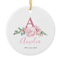 Personalisiertes neues Baby Keepake rosa Blumenges