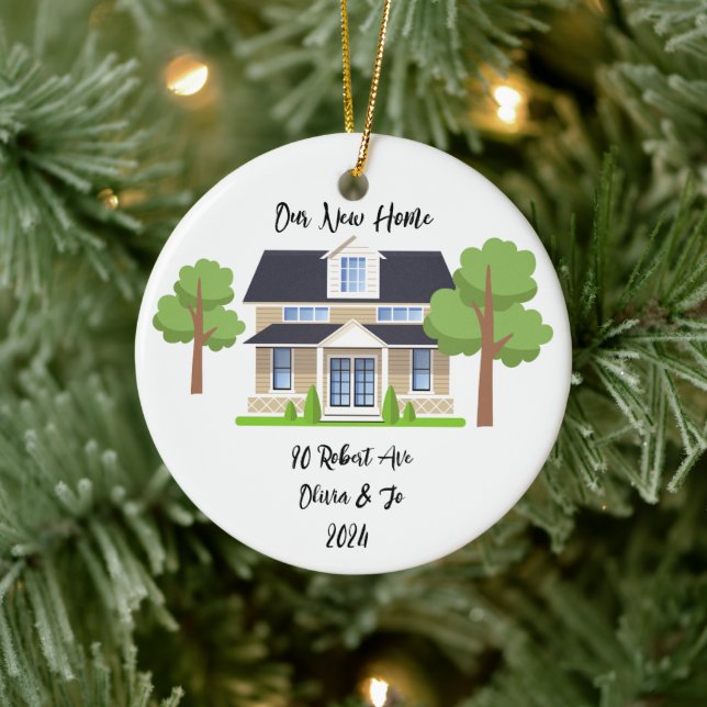 PERSONALISIERTES NEUES ZUHAUSE-FOTO KERAMIK ORNAMENT (Baum)