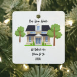 PERSONALISIERTES NEUES ZUHAUSE-FOTO ORNAMENT AUS METALL<br><div class="desc">PERSONALISIERT NEUES ZUHAUSE FOTO CHRISTMAS ORNAMENT,  CUSTOM HOUSE PICTURE UND ADRESSE ORNAMENT,  HAUSHALTSGESCHENK.</div>