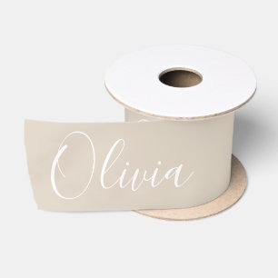 Personalisiertes Neutrales Beige Elegantes Namens- Satinband
