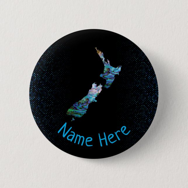 PERSONALISIERTES NEUZEALAND MAP PAUA BUTTON (Vorderseite)