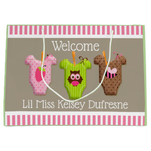 Personalisiertes New Baby Girl Große Geschenktüte