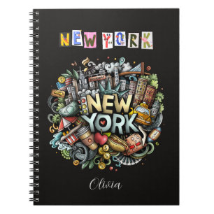Personalisiertes New York City Doodle-Notebook Notizblock