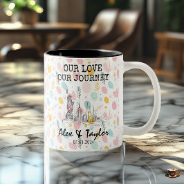Personalisiertes New York Memory - Line Art Landma Zweifarbige Tasse