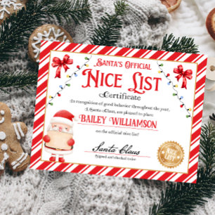 Personalisiertes Nice-Zertifikat vom Weihnachtsman