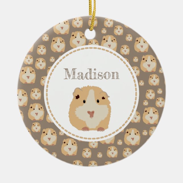 Personalisiertes Niedlich Hamster-Muster Keramik Ornament (Vorne)