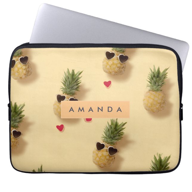 Personalisiertes Niedliches Ananas Muster Laptopschutzhülle (Vorderseite)