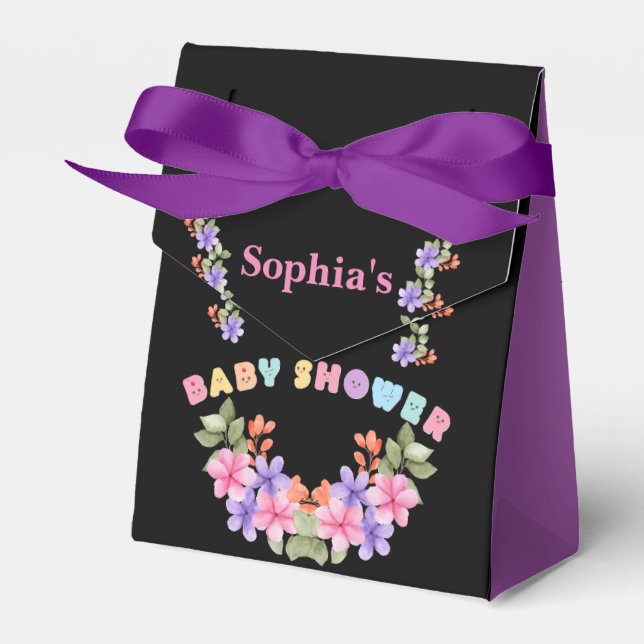 Personalisiertes Niedliches Baby-Duschmonogramm Geschenkschachtel (Vorderseite)