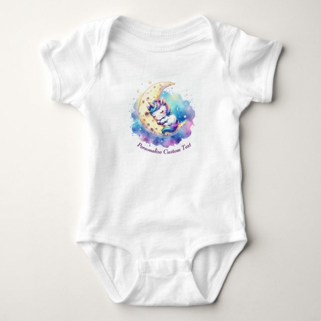 Personalisiertes Niedliches Baby Einhornschlafen a Strampler (Vorderseite)