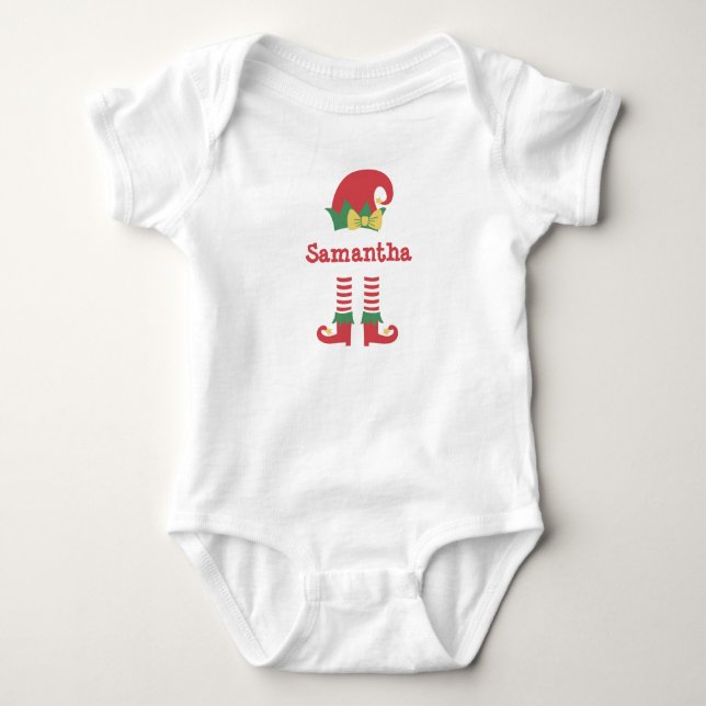 Personalisiertes Niedliches Baby Elf Weihnachtsfei Baby Strampler (Vorderseite)