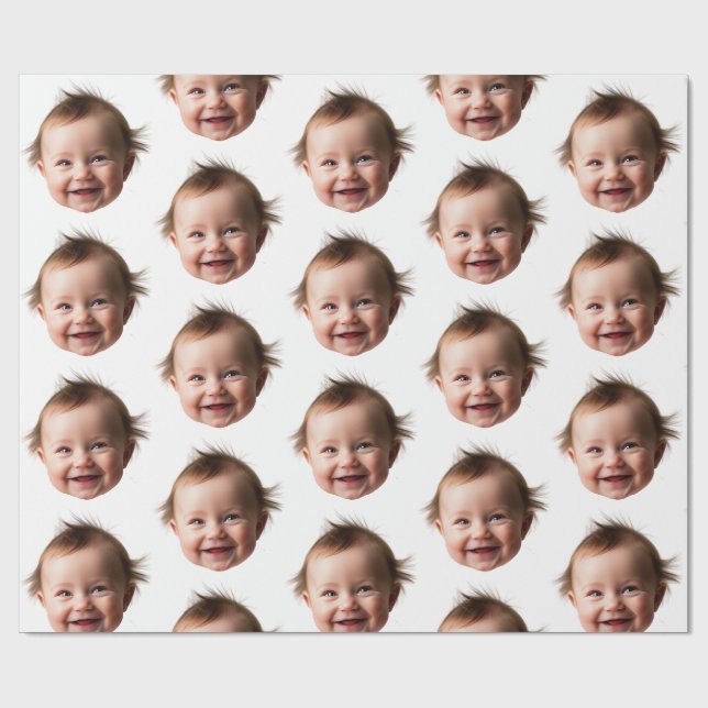 Personalisiertes Niedliches Baby Face Foto Mama Va Geschenkpapier (Flach)