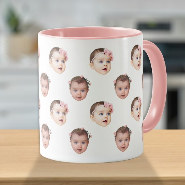 Personalisiertes Niedliches Baby-Gesicht 2 Fotos Tasse (Von Creator hochgeladen)