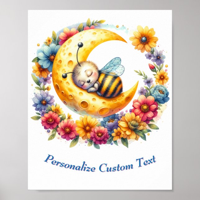 Personalisiertes Niedliches Baby-Hummelschlafen au Poster (Vorne)