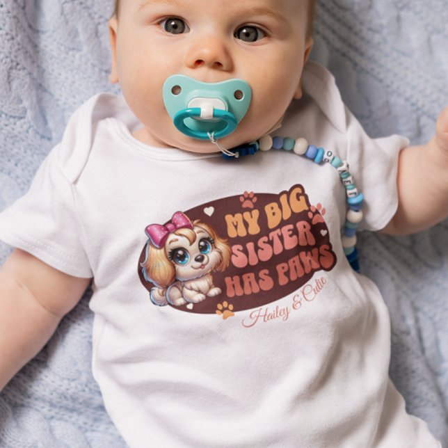 Personalisiertes niedliches Baby und Hund Baby Strampler (Von Creator hochgeladen)