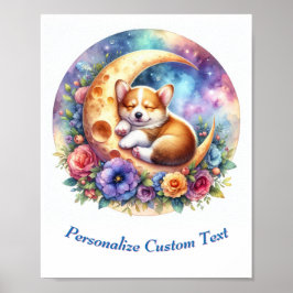 Personalisiertes Niedliches Baby Welpenschlafen au Poster