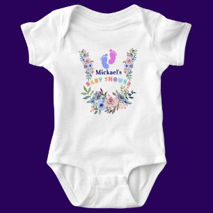 Personalisiertes Niedliches Babydusche Blumenmuste Baby Strampler