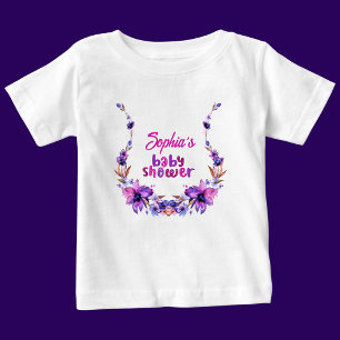 Personalisiertes Niedliches Babydusche Blumenmuste Baby T-shirt