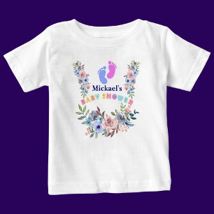 Personalisiertes Niedliches Babydusche Blumenmuste Baby T-shirt