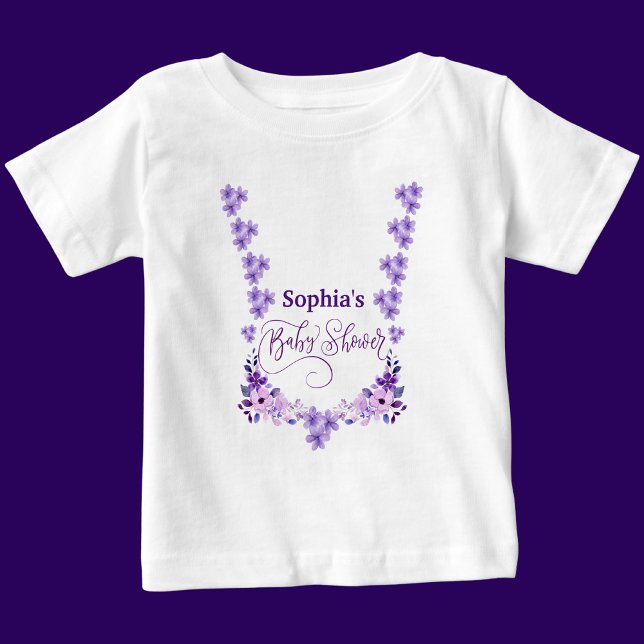 Personalisiertes Niedliches Babydusche Blumenmuste Baby T-shirt (Von Creator hochgeladen)