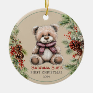 Personalisiertes Niedliches Bärenjunges Keramik Ornament