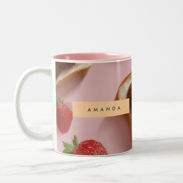 Personalisiertes Niedliches Bärenturmmuster Zweifarbige Tasse (Links)