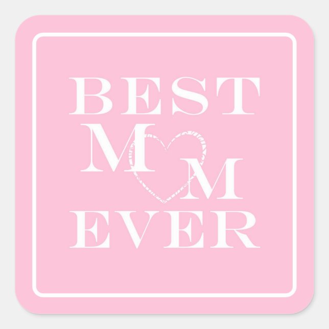 Personalisiertes Niedliches "Beste Mama je" Weißes Quadratischer Aufkleber (Vorderseite)