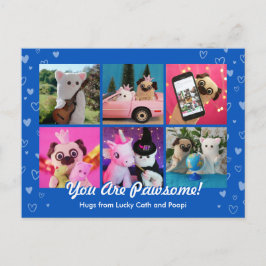 Personalisiertes Niedliches Blue Hearts Foto Plush Postkarte