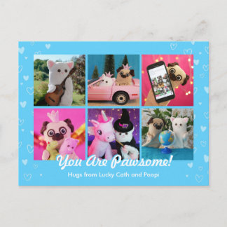 Personalisiertes Niedliches Blue Stylish Hearts Fo Postkarte