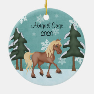 Personalisiertes Niedliches Braun Weihnachten Keramikornament